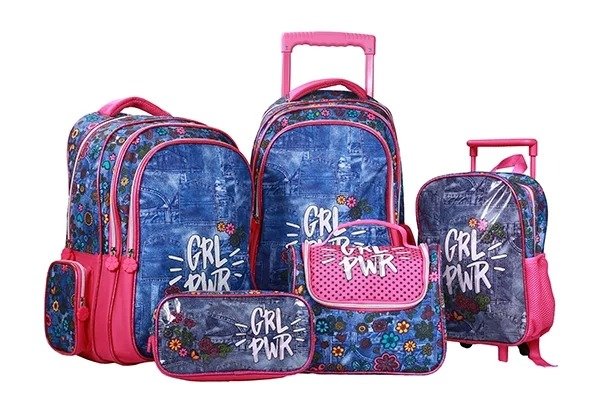 شنطة كفرات بينك مع الملحقات جينز