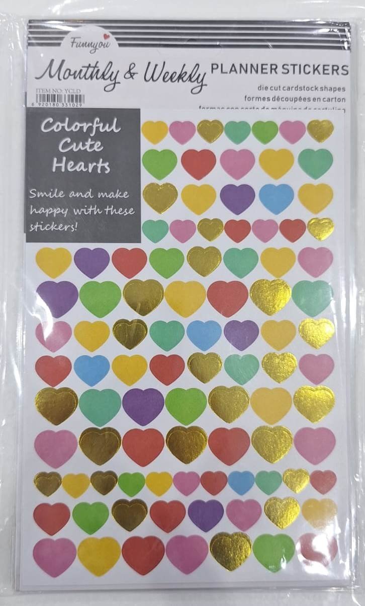 استيكر اشكال قلوب ملونة Colorful heart-shaped stickers 1029