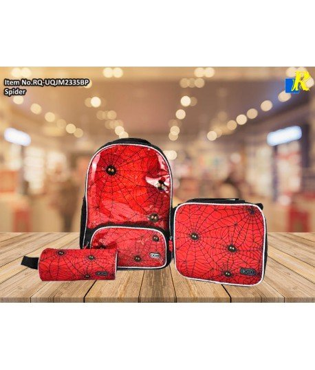 School Bag - Roco Spider Web Print 3-Piece Backpack Set
