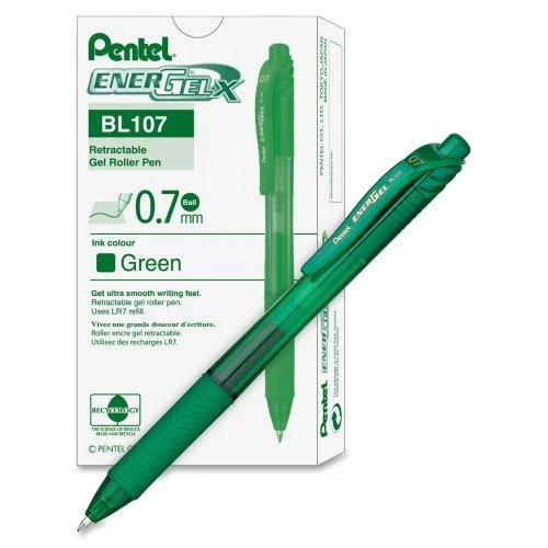 قلم اخضر جل بنتل ضغاط Pentel green pen 0.7