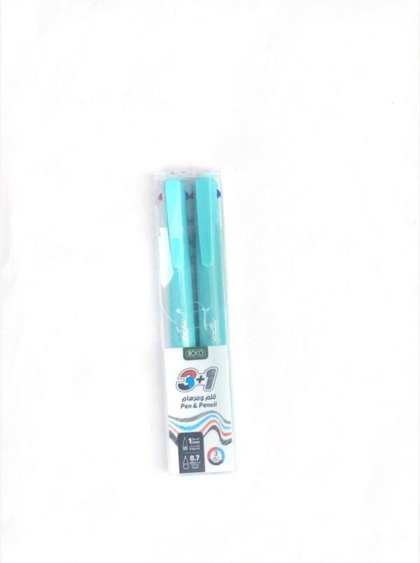 قلم جاف 4 لون تركواز 4-color turquoise ballpoint pen