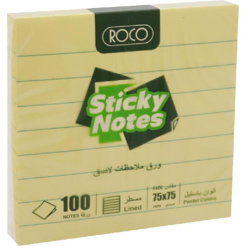 ورق ملاحظات روكو مسطر أصفر 3*3 Roco Note Paper, Yellow Lined, 3*3