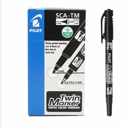قلم تحديد مزدوج اسود pilot sca-tm twin marker black